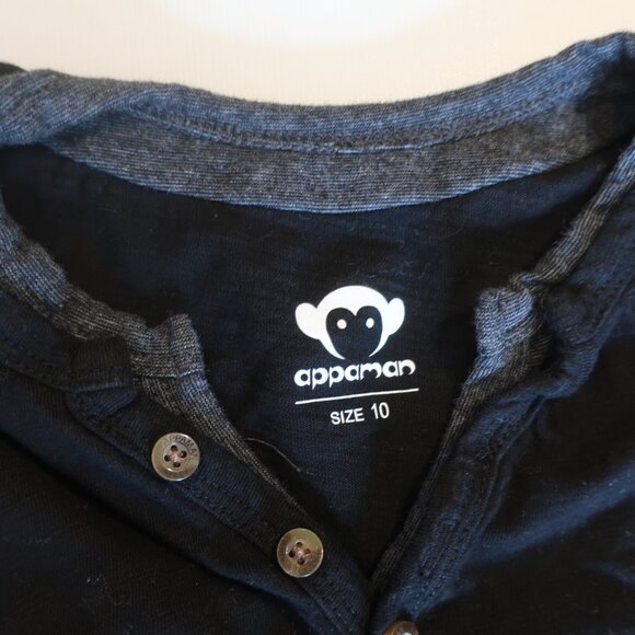 Youth Boys Appaman Black Gray Stripe Long Sleeve Layered Henley T-Shirt 10 - Picture 3 of 6